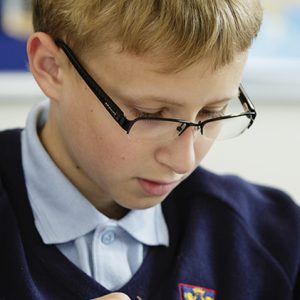 boy wearing glasses