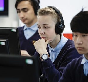 students wearing headphones