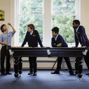 Snooker being played in the common room