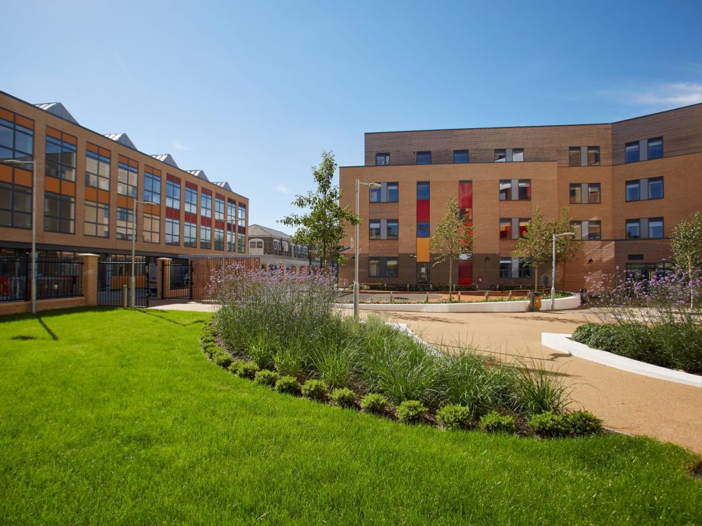 A picture of the campus grounds at Abbey College