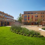 A picture of the campus grounds at Abbey College